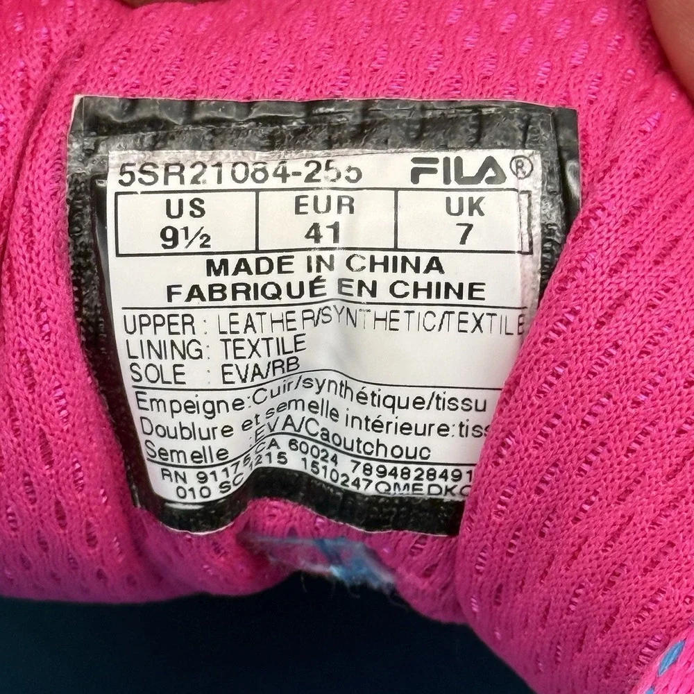 Women's Fila Running Shoes Coolmax with Memory Foam Size 9.5 Blue Silver Pink‎